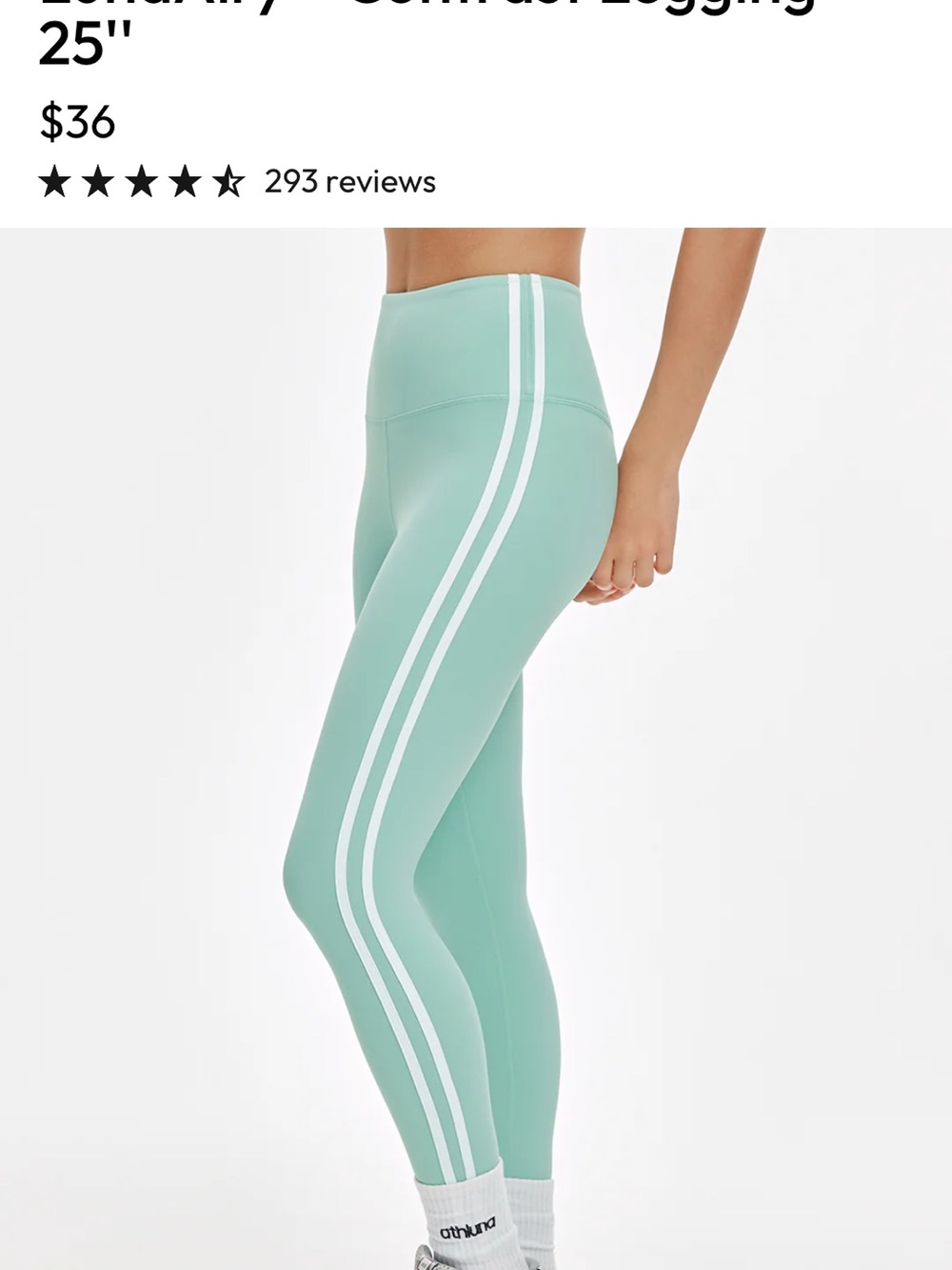 Athluna sage High-Rise Leggings with White Side Stripes